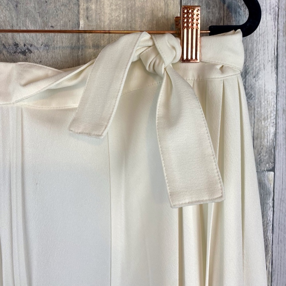 Maje The Jaxy Asymmetrical Pleated Midi Skirt in White Size 36/Medium. - Picture 4 of 10